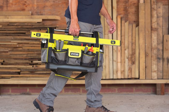 Сумка для инструмента Ryobi RSSLOT1, 38л, открытая, жесткая конструкция, полиэстер, 36х49х23см