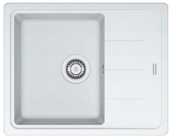 Мойка кухонная Franke Basis, фрагранит, прямоуг., с крылом, 620х500х200мм, чаша- 1, накладная, BFG 611-62, белый