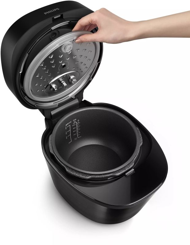 Мультиварка-скороварка Philips All-in-One Cooker, 1000Вт, чаша-5л, электронное управл., пластик, черный