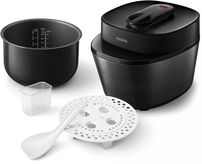 Мультиварка-скороварка Philips All-in-One Cooker, 1000Вт, чаша-5л, електронне керув., пластик, чорний