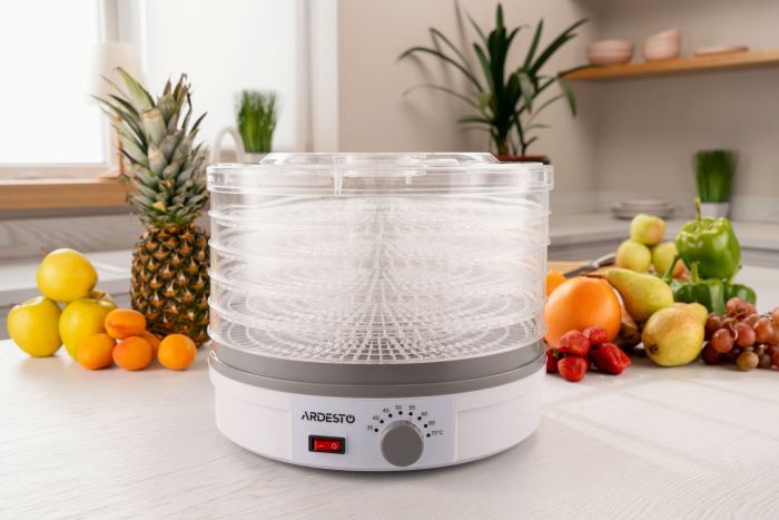 Сушарка для продуктів  Ardesto , 245Вт, піддонів -5x3см, діаметр-32см, макс-70°С, рег.темп, пластик , білий ARDESTO FDB-5320