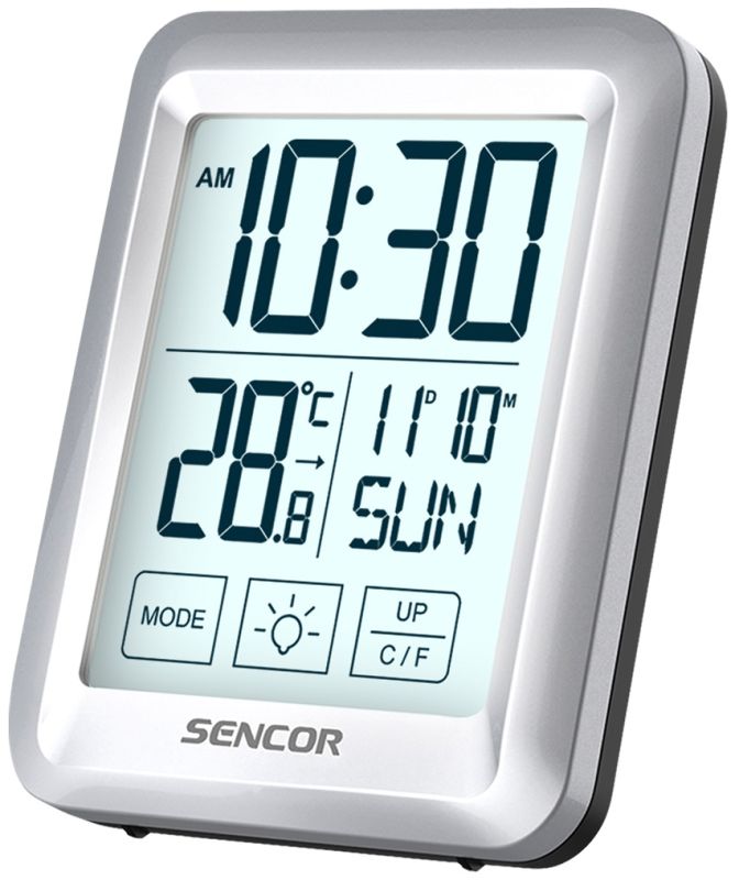 Термогигрометр Sencor, внутр. измерение, АААх2, темп-ра, влажность, время, серебро