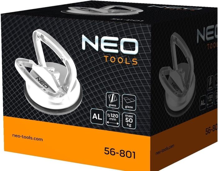 Присоска вакуумная Neo Tools, одинарная, алюминиевый корпус, диаметр 120мм, 50кг