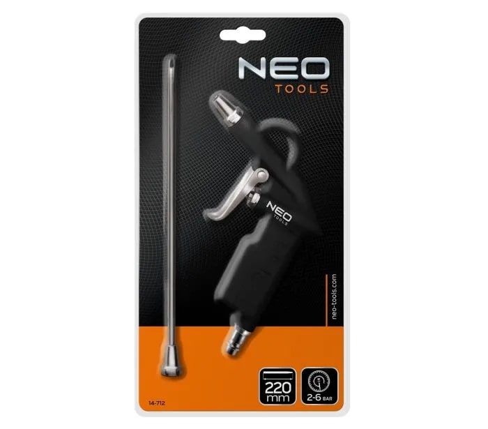Пістолет продувний Neo Tools, алюміній, подовжене сопло 220мм, 0.194кг