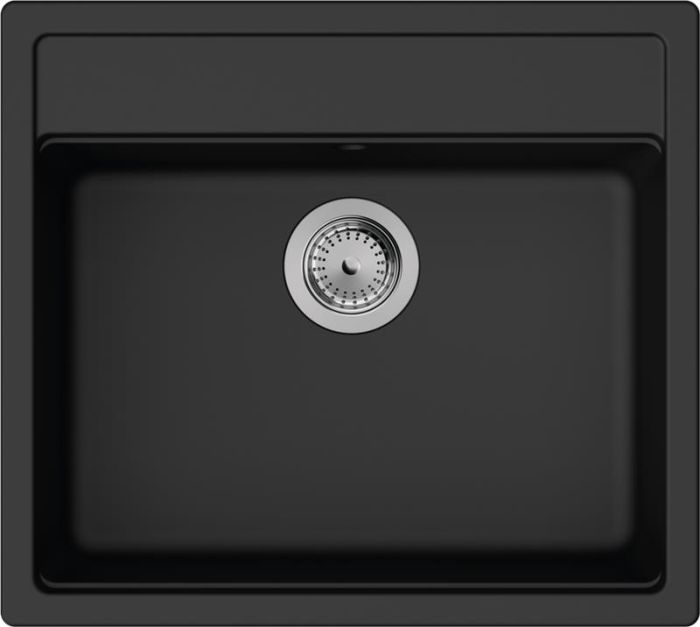 Мойка кухонная Hansgrohe S52, гранит, прямоуг., без крыла, 550х490х190мм, чаша- 1, встраиваемая, S520-F510, черный графит