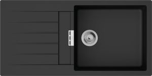 Мийка кухонна Hansgrohe S52, граніт, прямокутник, з крилом, 980х480х190мм, чаша - 1, накладна, S520-F480, чорний графіт