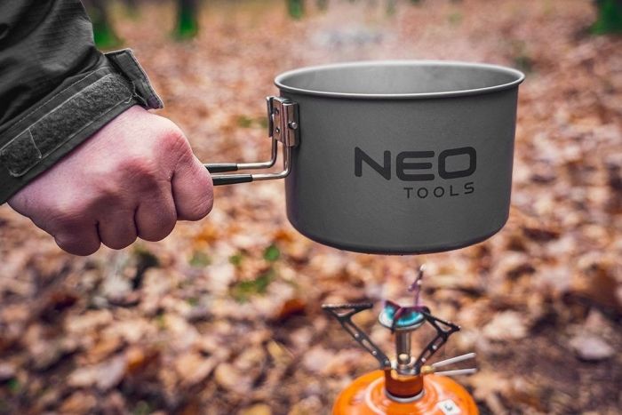 Набор туристической посуды Neo Tools, 3в1, чайник,кастрюля,сковорода, складные ручки, сертификат LFGB, 0.616кг