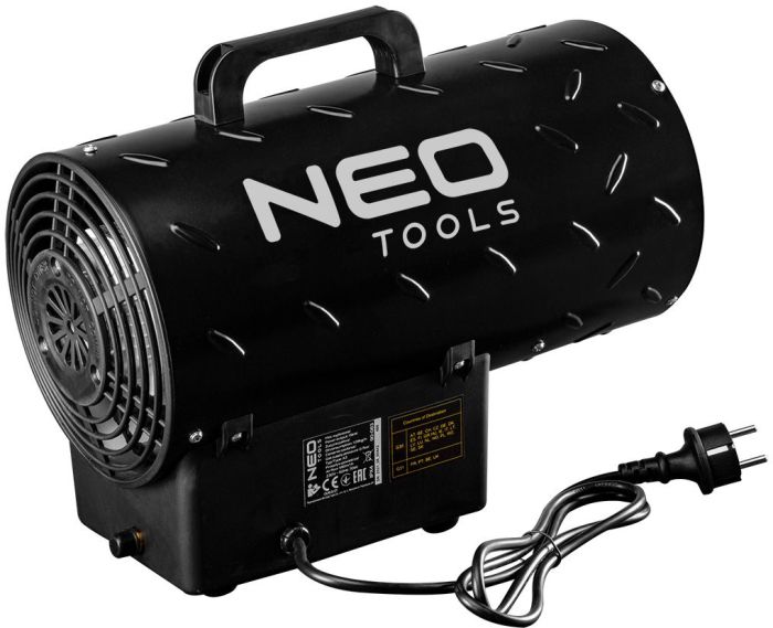 Тепловая пушка газовая Neo Tools, 30кВт, 300м кв, 1000м куб/ч, чёрный