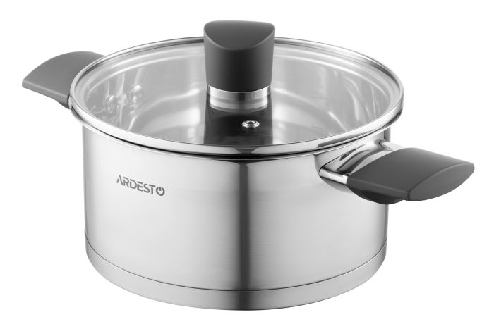 Кастрюля со стеклянной крышкой Ardesto Gemini Trento, 2.1л, нержавеющая сталь, бакелит