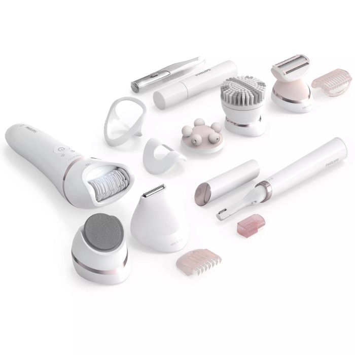 Епілятор Philips Beauty Set Series 9000 дисковий, акумуляторний , пінцет.-32, волог.+сух., насадок-8, футляр, пінцет, тример, білий