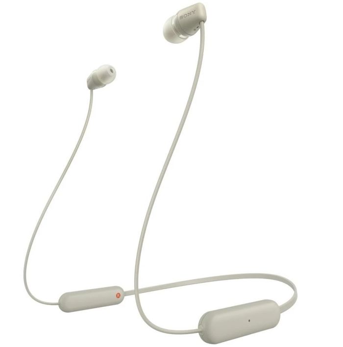 Наушники In-ear Sony WI-C100 BT 5.0, IPX4, SBC, AAC, Wireless, Mic, Бежевый