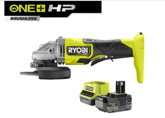 Шліфмашина кутова акумуляторна Ryobi ONE+ НР RAG18X-1C40S 125мм 18В 1х4А·год 9200об/хв 2.1кг сумка