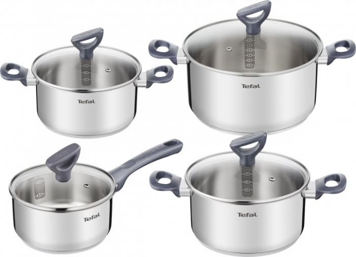 Набор посуды Tefal Daily Cook, 8 предметов, нержавеющая сталь, бакелит, стекло