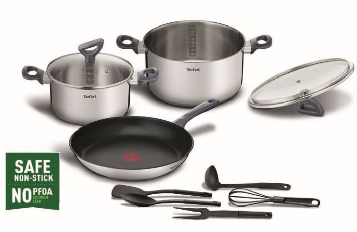 Набор посуды Tefal Daily Cook, 11 предметов, нержавеющая сталь, бакелит, стекло