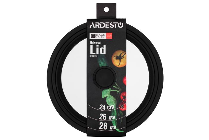 Кришка універсальна Ardesto Black Mars, Smart, 24х26х28см, термостійке скло, силікон