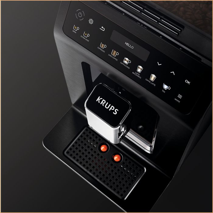 Кофемашина Krups Evidence Plus Titanium 2.3л, зерно, автомат.капучинатор, OLED диспл, аторец. - 19, черный