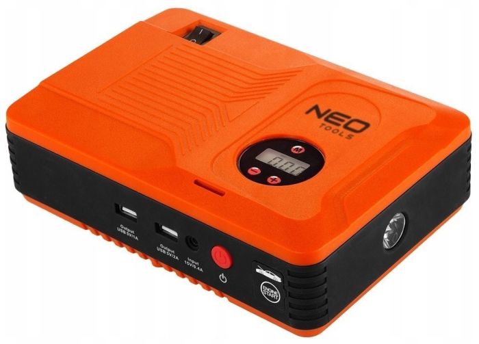 Пусковое устройство портативное аккумуляторное Neo Tools Jumpstarter, 12В, Power Bank 14000мА•ч, 400А, 2хUSB 5В, компрессор 3.5бар, фонарик LED, для автомобилей