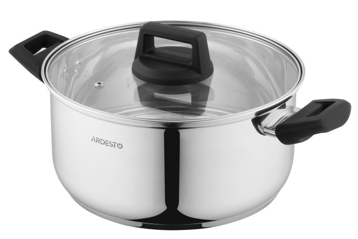 Кастрюля со стеклянной крышкой Ardesto Gemini Piemonte, 5.1л, нержавеющая сталь, бакелит