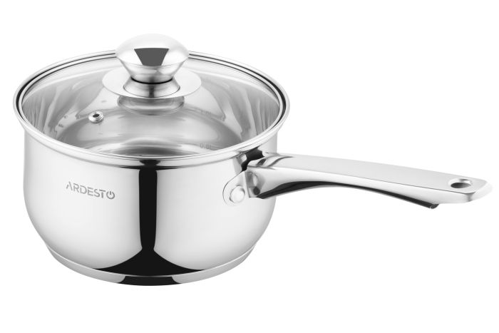Ківш зі скляною кришкою Ardesto Gemini Gourmet Spoleto, 1.6л, нержавіюча сталь