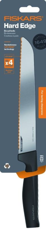 Кухонний ніж для хліба Fiskars Hard Edge, 22см, нержавіюча сталь, пластик, чорний