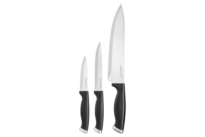 Набір ножів Ardesto Gemini Gourmet, 3 предмети, нержавіюча сталь, пластик, чорний
