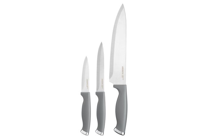 Набір ножів Ardesto Gemini Gourmet, 3 предмети, нержавіюча сталь, пластик, сірий