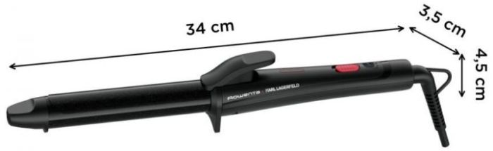 Плойка Rowenta x Karl Lagerfeld Curling Tong, 47Вт, D -25mm, >200С, керамика, турмалин, черный