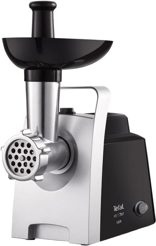 М'ясорубка Tefal HV1 7in1, 1400Вт, 1.7кг/хв, 2 решітки, насадка для ковбас, томатів, 3 терки, пластик, чорний