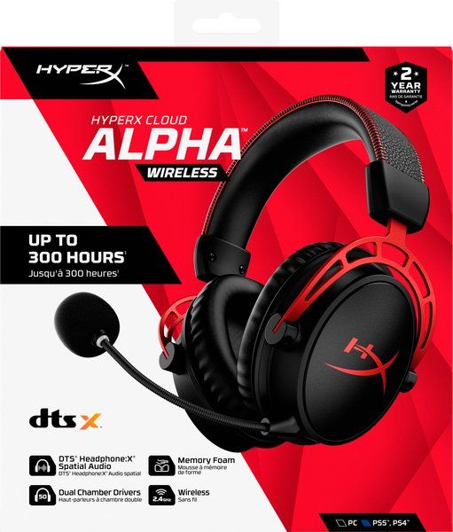 Гарнітура ігрова HyperX Cloud Alpha WL/USB-A, чорно-червоний