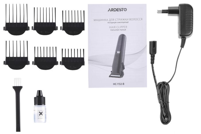 Машинка для стрижки  Ardesto , сеть+акум., насадок-6, сталь+керамика, черный ARDESTO HC-Y32-B