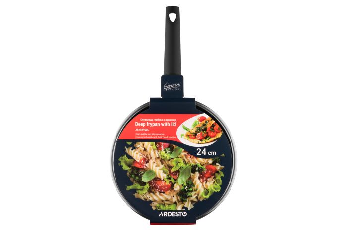 Сковорода глибока з кришкою Ardesto Gemini Gourmet Viareggio, 24см, алюміній, чорний