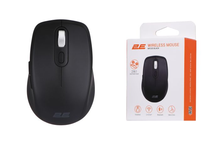 Мышь 2E MF225 Silent, WL/BT, чёрный