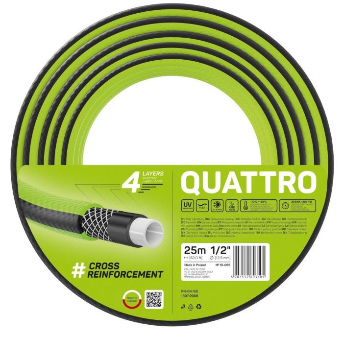 Шланг садовий Cellfast QUATTRO 1/2' 25м 4 шари до 20бар -10…+50°C