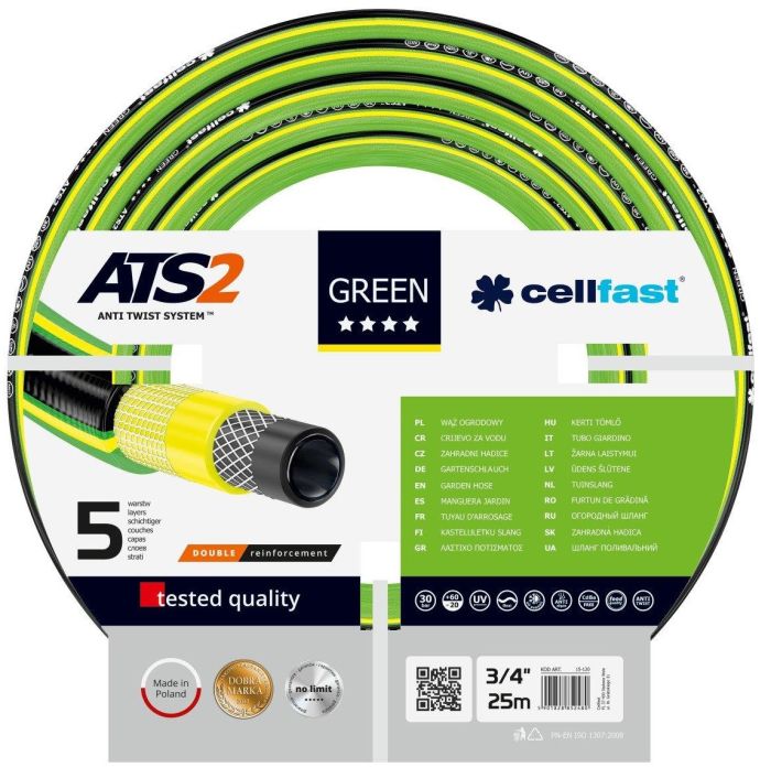 Шланг садовый Cellfast GREEN ATS 3/4" 25м 5 слоев до 30бар -20…+60°C