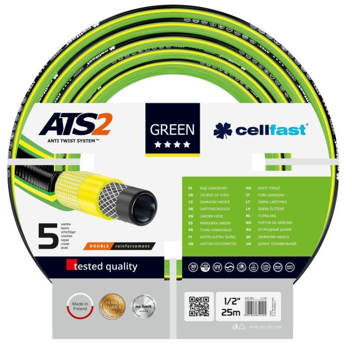 Шланг садовий Cellfast GREEN ATS 1/2" 25м 5 шарів до 30бар -20…+60°C
