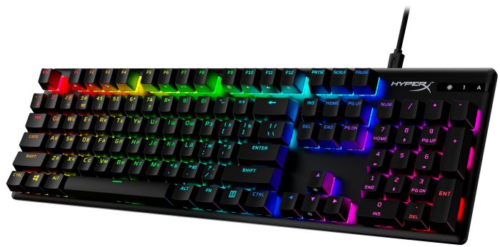 Клавиатура механическая HyperX Alloy Origins PBT 104key, AqUK, USB-A, EN/UA, RGB, черный
