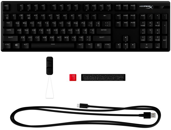 Клавиатура механическая HyperX Alloy Origins PBT 104key, AqUK, USB-A, EN/UA, RGB, черный
