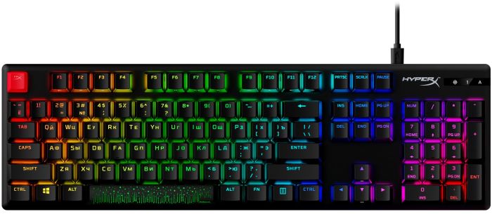 Клавиатура механическая HyperX Alloy Origins PBT 104key, AqUK, USB-A, EN/UA, RGB, черный