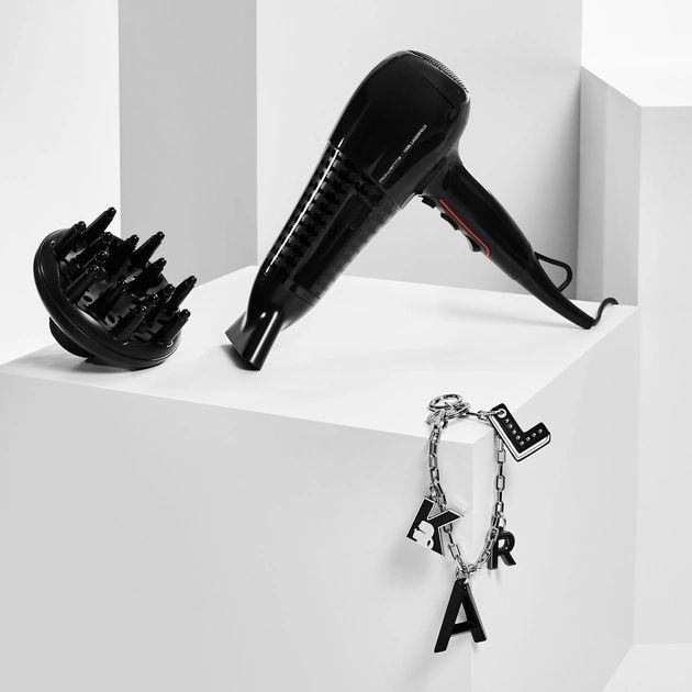 Фен Rowenta x Karl Lagerfeld Powerline, 2100Вт, режимов-3, дифузор, иониз-я, хол. обдув, черный