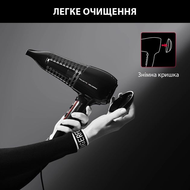 Фен Rowenta x Karl Lagerfeld Powerline, 2100Вт, режимов-3, дифузор, иониз-я, хол. обдув, черный