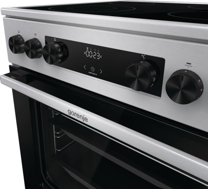 Плита Gorenje электрическая стеклокерамическая, 71л, 60x60см, дисплей, программатор, нерж