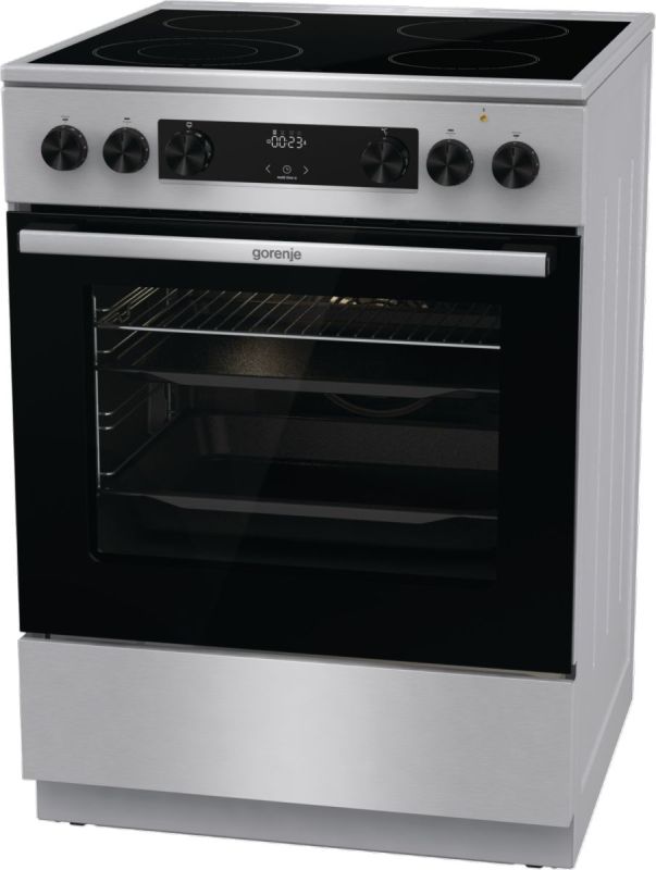 Плита Gorenje электрическая стеклокерамическая, 71л, 60x60см, дисплей, программатор, нерж