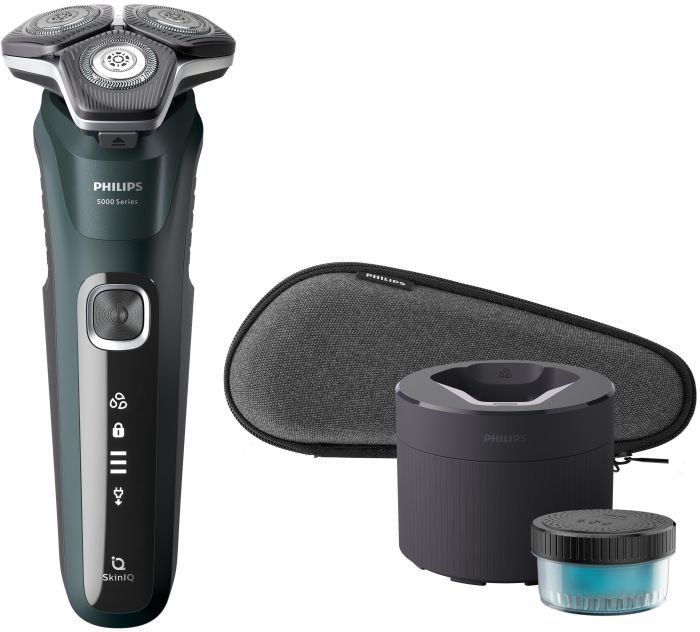 Бритва електр. Philips Series 5000 роторная, 9Вт,  бритв.головок-3, Li-Ion, сух.+влажн., триммер, черно-зеленый