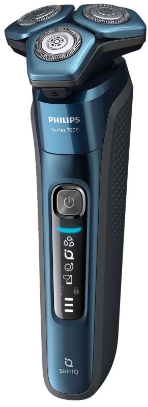 Бритва електр. Philips роторна Series 7000, 9Вт,  бритв.головок-3, Li-Ion, сух.+волог., тример, чохол, Bt., сіро-синій