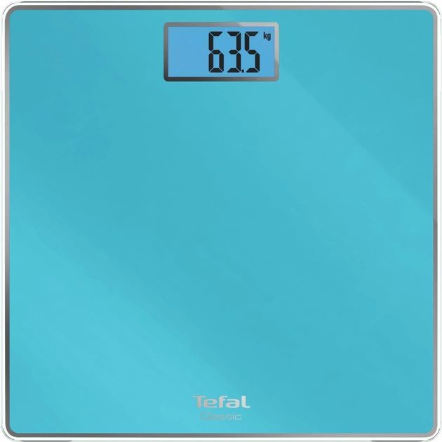 Ваги Tefal підлогові Classic, 160кг, AAAx2 в комплекті, скло, блакитний