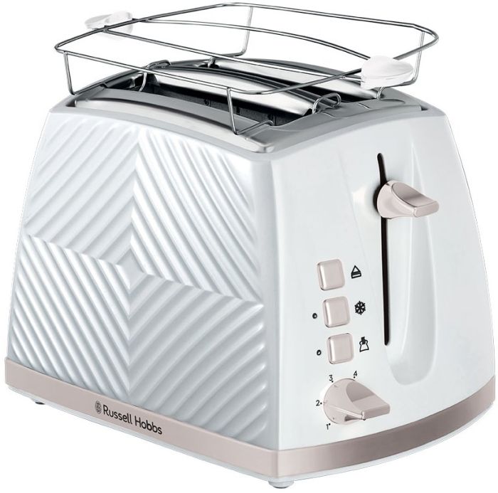 Тостер Russell Hobbs GrooWe 2 Slice 850Вт, підігрів, розморож., пластик, білий