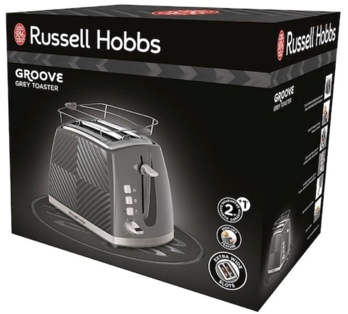 Тостер Russell Hobbs GrooWe 2 Slice 850Вт, подогрев, размрозка, подогрев, серый
