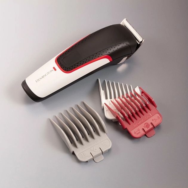 Машинка для стриження  Remington E51 Easy Fade Hair Clipper, мережа+акум., роторний мотор, насадок-3, кейс, титан.напил., чорн-біл