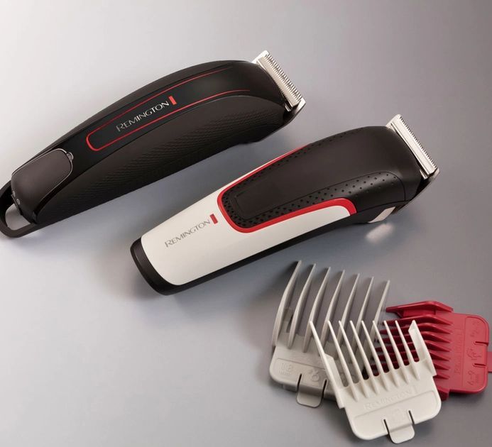 Машинка для стриження  Remington E51 Easy Fade Hair Clipper, мережа+акум., роторний мотор, насадок-3, кейс, титан.напил., чорн-біл