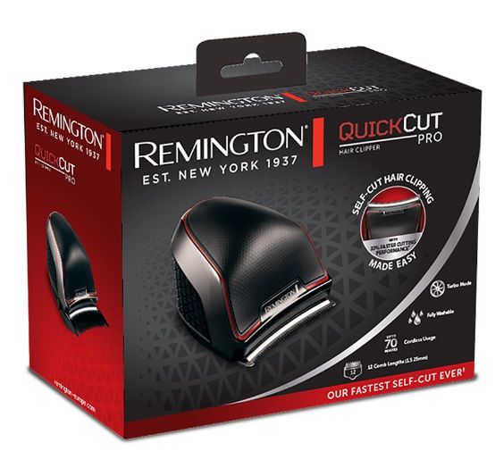 Машинка для стрижки Remington Quickcut Pro, мережа+акум., роторний мотор, насадок-12, титан.напил., чорний